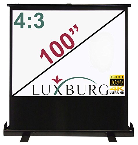 Luxburg® Luxburg® Pantalla de proyección portátil (maleta) con apoyo. 203x152 cm (Diagonal aprox. 100 pulgadas / 254 cm)Pantalla para proyector de alta definición Full HD, 3D, pantalla transportable que incorpora funda o maleta, superficie en blanco mate,