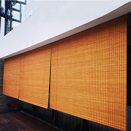 LXLA Persianas enrollables para Exteriores - Persianas de Madera de Estilo japonés con 90% de protección UV, 100 cm / 120 cm / 130 cm / 140 cm / 150 cm de Ancho, Amarillo Jengibre