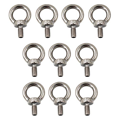 M6 Perno de ojo de acero inoxidable 304 Tornillo de acero inoxidable (10 Pack)