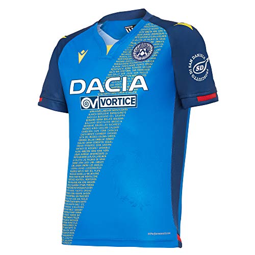 Macron UDI M20 - Segunda camiseta oficial de la Udinese de fútbol 2020/21 para niño, azul, JM