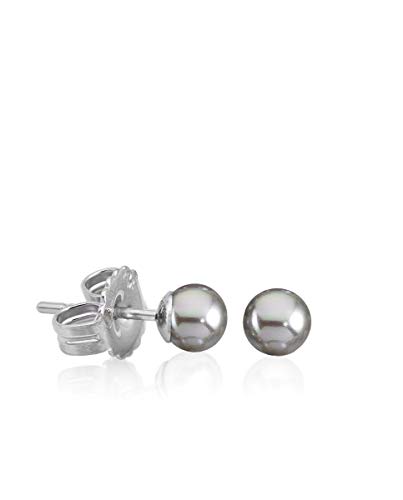 Majorica 00324.06.2.000.701.1 Pendientes Mujer Plata Perla Gris Tamaño 8 mm Presión