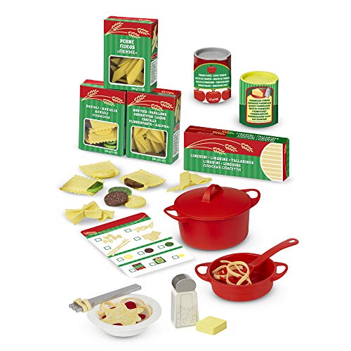 Melissa & Doug- Pasta Play Set Comida de Juguete de Madera, Multicolor (19361)