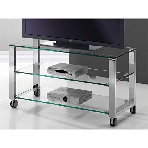 Mesa de Televisión Cristal con Patas cromadas Aremi 95 cm