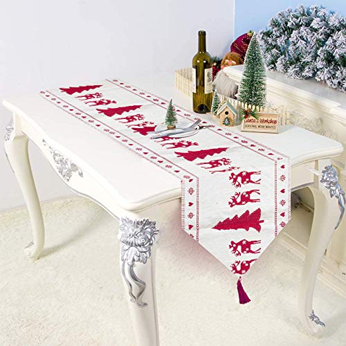 MIFIRE Camino de Mesa navideño Bordado, Mantel Decorativo para Mesa de Centro para cenas navideñas, decoración Festiva temática para el hogar, la Oficina y el Restaurante (árbol de Navidad)