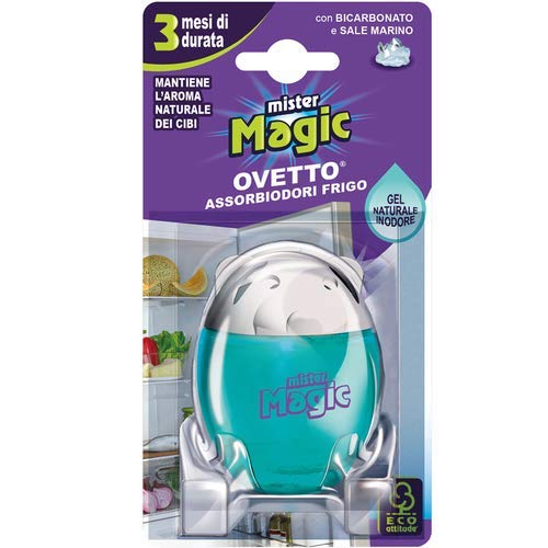 Mister Magic - Absorbedor de olores para nevera con bicarbonato y sal marina, mantiene inalterado el aroma de los alimentos, duración de hasta 3 meses