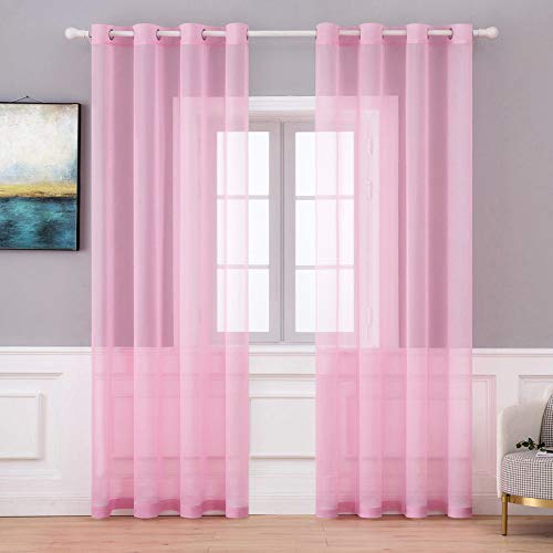 MMHJS Cortinas De Hilo De Poliéster De Color Puro De Estilo Europeo, Estilo Minimalista Moderno, Cortinas Translúcidas No Perforadas, Cortinas Flotantes para Sala De Estar Y Dormitorio (2 Piezas)