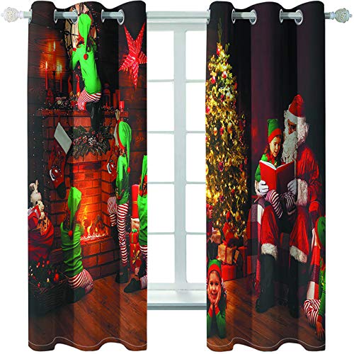 MMHJS Cortinas De Tela con Estampado De Papá Noel En 3D, Impermeables, Aislamiento Térmico, Persianas Verticales De Sombreado, Artículos para El Hogar, Decoraciones De Pared (2 Piezas)