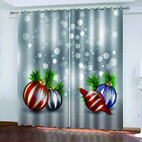 MMHJS Cortinas De Tela Estampadas Navideñas En 3D, Cortinas De Aislamiento Térmico Impermeables Reutilizables, Cortinas De Jardín, Balcón, Dormitorio, Sala De Estar, Persianas Verticales (2 Piezas)