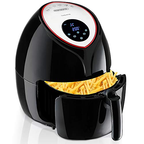 Monzana Freidora sin aceite 1850W 6,5L Pantalla táctil Panel LED 9 programas Temporizador libro de recetas Air Fryer