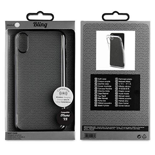 Muvit Life Bling - Funda para Apple iPhone XR, Marco Negro