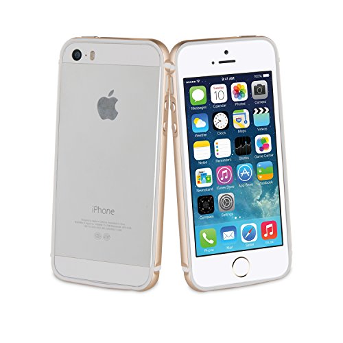 Muvit MUBMC0159 - Funda Trasera para Apple iPhone SE/5S/5 (Aluminio, nanofilm) Color Dorado