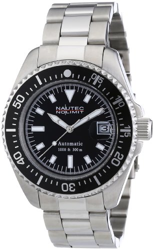 Nautec No Limit Deep Sea - Reloj analógico de caballero automático con correa de acero inoxidable plateada