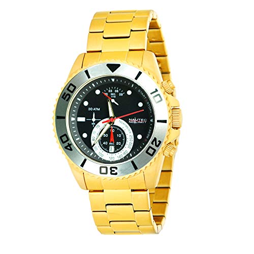 Nautec No Limit Reloj Cronógrafo para Hombre de Cuarzo con Correa en Acero Inoxidable COUF-QZ GD-BK