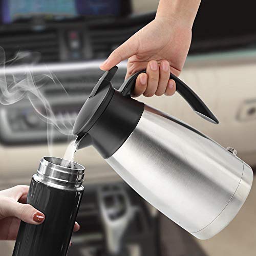 【???????】 Hervidor de Agua para automóvil, hervidor de Agua portátil para automóvil, Mango ergonómico, Leche de café, conducción de Larga Distancia para Uso en Viajes de Agua, té