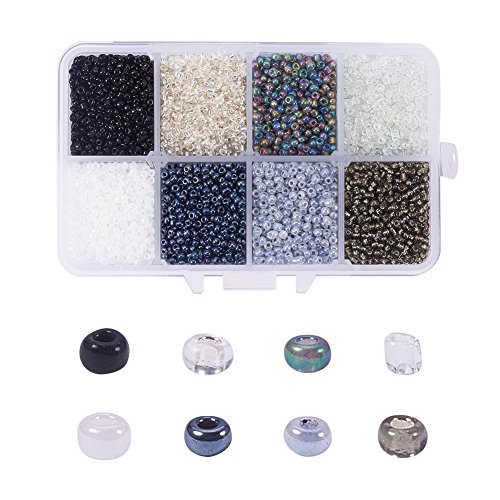 NBEADS 12500 Unidades de Vidrio Pequeño Espaciador Granos de Semillas Granos Flojos de Vidrio para Collar Pulsera Artesanía DIY Que Hace, 8 Colores Mezclados