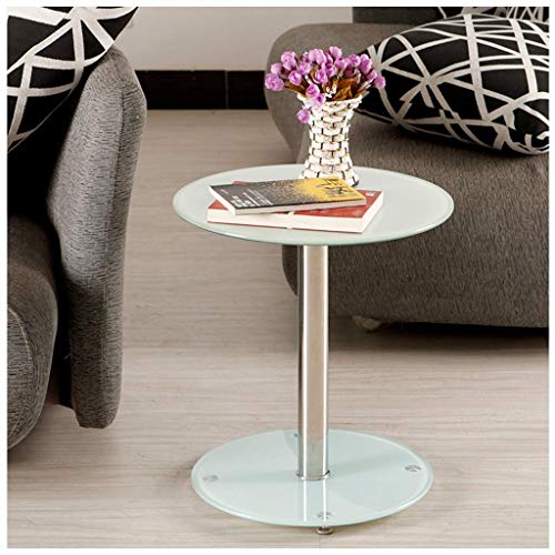 NBVCX Furniture Decoration Tempered Glass Coffee Table Breakfast Table Small Desk Modern 2 Tier End Table for Bedroom Living Room Small Round Sofa Side Phone Corner Table B T Black