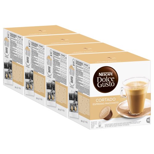 Nescafé Dolce Gusto Cortado Espresso Macchiato, Paquete de 4, 4 x 16 Cápsulas