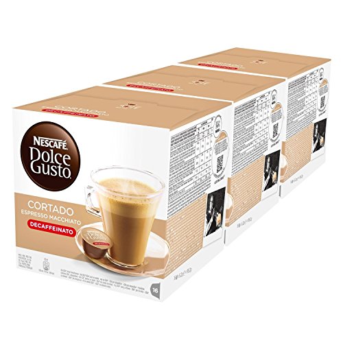 Nescafé Dolce Gusto Espresso Cortado Descafeinado, Paquete de 3, 3 x 16 Cápsulas