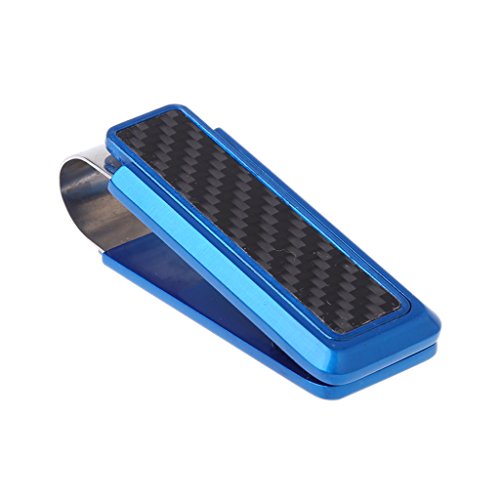 niumanery Men's Business Wallet Stainless Steel Carbon Fiber Money Clip Credit Card Holder Blue