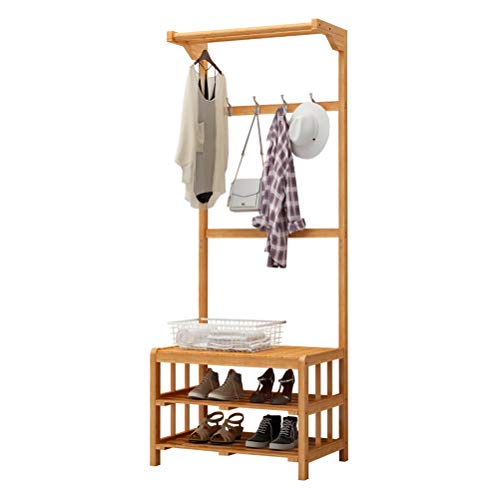 NIUZIMU Soporte Perchero Estante Doble Multifunción Bamboo Art Hat Bag Rack De pie Entrada Dormitorio Sala de Estar Banco de Zapatos /-/Cajas y percheros para Sombreros (Size : 70cm)