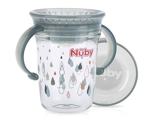 Nûby - Taza mágica de tritan con asas 360, 240 ml - gris