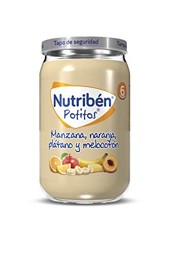 Nutribén Potitos de Manzana, Naranja, Plátano y Melocotón desde los 6 Meses, 235 g (Paquete de 1)