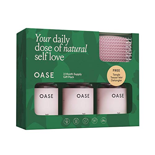 OASE Hair Vitamins - Nutrientes totalmente esenciales para un cabello más saludable, largo, suave y hermoso - Vegans Soft Gums™ – Paquete de regalo de 3 meses