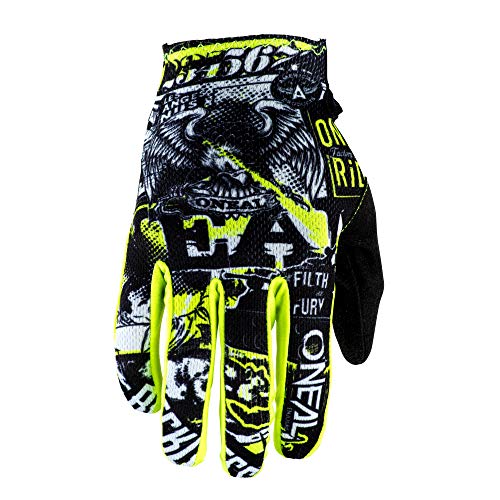 O'NEAL | Guantes de Ciclismo y de Motocross | MX MTB | Materiales duraderos y Flexibles, Parte Superior de la Mano ventilada | Matrix Glove Attack | Unisex | Negro Neon Yellow | Talla L