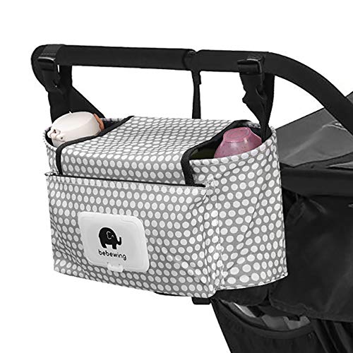 Organizador para Cochecito de Bebé Universal, Bolso de Paseo para carrito, Bolsa Organizadora de Cochecitos, Gran Capacidad de Alcenamiento para Biberón, Pañal, Pañuelo, Chupete 33 * 13 * 16cm