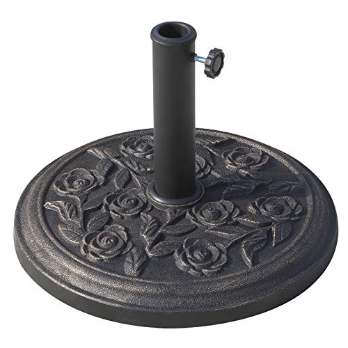 Outsunny Base de Sombrilla Soporte Pie Sombrillas Parasol 4 Sillas 9Kg Φ45.5x32cm Pedestal Bronce Base de Sombrilla 9Kg Soporte Pie Sombrillas Parasol Bronce Pedestal