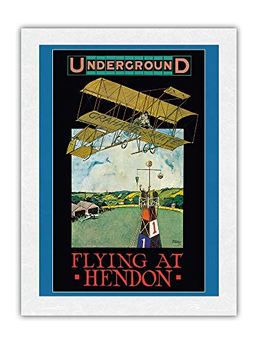 Pacifica Island Art Aeródromo de Hendon, Inglaterra - Metro de Londres - Póster de Viaje de ferrocarril de Tony Sarg c.1913 - Impresión de Arte Papel Premium de Arroz Unryu 61x81cm