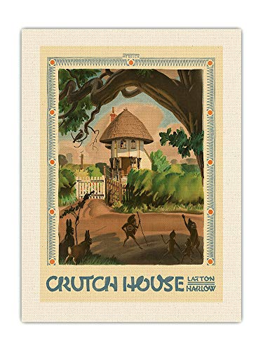 Pacifica Island Art Crutch House, Latton Harlow - Metro de Londres - Póster de Viaje de ferrocarril de Frederick C. Herrick c.1930s - Impresión de Arte de Lienzo ORGÁNICO Crudo 61x81cm