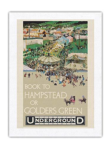 Pacifica Island Art Hampstead o Golders Green Inglaterra - Metro de Londres - Póster de Viaje de ferrocarril de Fred Taylor c.1914 - Impresión de Arte Seda Pura Tela 46x61cm