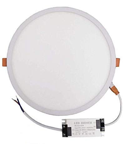 Pack 2x Panel LED redondo 20w, corte AJUSTABLE (50-200mm). Color Blanco Frío (6500K). Driver incluido. A++