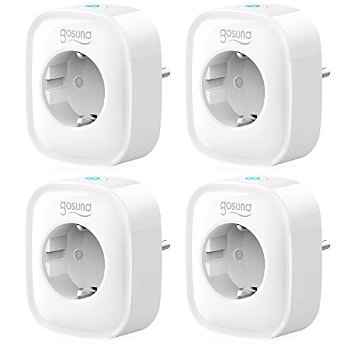 Pack de 4 enchufes inteligentes con wifi, función de temporizador, enchufe de control remoto conmutable con indicación de consumo, no requiere hub, compatible con Alexa y Google Home