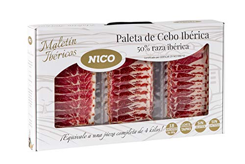 PACK LONCHEADO PALETA DE CEBO IBERICA 50% raza ibérica. 18 sobres de 80 gr. Jamón de sabor gourmet. Especialidad de nuestro Maestro Jamonero.