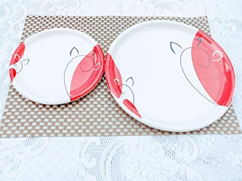 Pack of 4 Pcs Full Size Melamine 11 Inch Plates and Pack of 4 Pcs Quarter Size Melamine Plates No.2