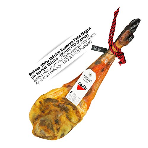 Paleta Jamon de Bellota 100% Iberica Reserva Pata Negra - Jamon Iberico Pata Negra Certificado - Embutidos Ibericos de Bellota - Pieza Completa (5 - 5.5 kg)