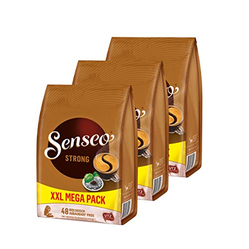 Para cápsulas Senseo Strong/de apoyo, 3 Pack, potente sabor, café, 144 almohadillas