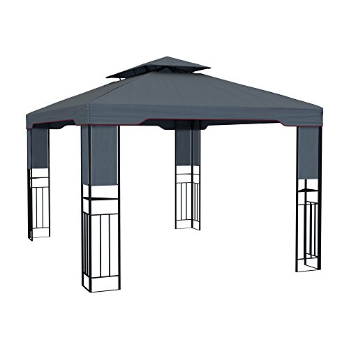 paramondo Deluxe Gazebo Pabellón de jardín Cenador Resistente al Agua, 4 x 3m, Antracita