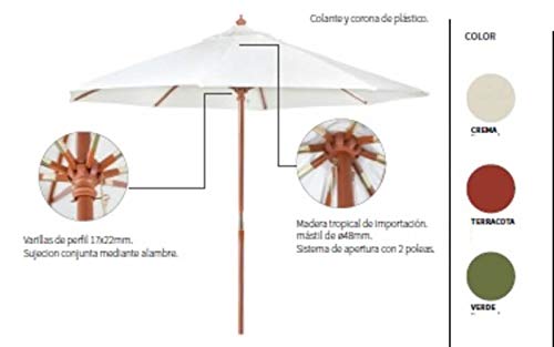 Parasol de Madera de 3 m de diámetro en Dos Piezas