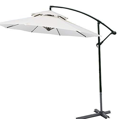 Parasol excéntrico de 2.7m Sombrilla Colgante Banana Patio Sombrilla de jardín - Poliéster y Acero