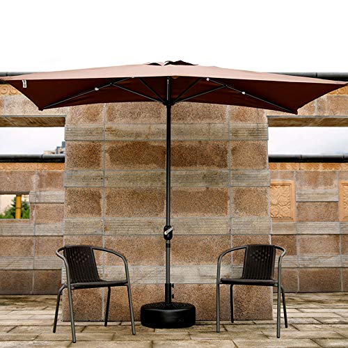 Parasol Sombrilla de Media Pantalla Rectangular al Aire Libre, Sombrilla Plegable para Patio y jardín 250 × 130 cm Manivela para Jardines/Balcón/Carpa con Dosel