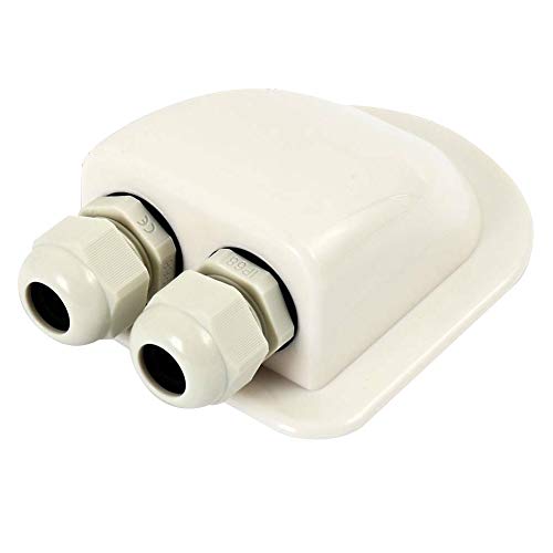 Pasacables para techo de 2 vías, color blanco, para caravana, barco, solar, pasacables de ABS