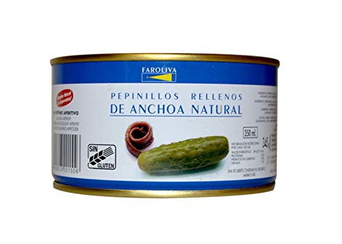 Pepinillos rellenos de anchoa natural lata 130 g neto escurrido