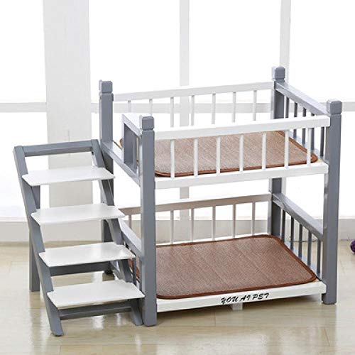 Perrera Cama De PerroElegante Cama de Madera para Perros, colchón para Mascotas, literas para Gatos, Ropa de Cama sólida, la Jaula, la Perrera 57x45x60 1