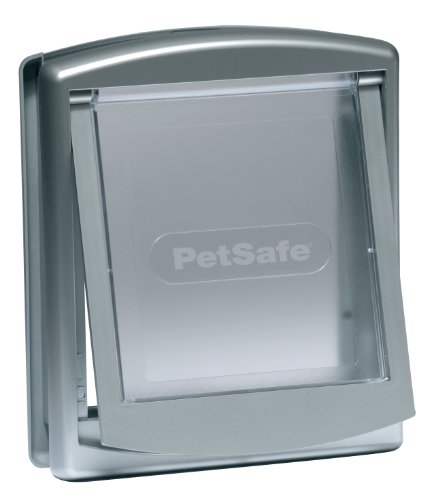 Petsafe Staywell Gato Puerta para Gatos con Cierre de 2 Posiciones Gatera para Interiores-Oculta el arenero o la Comida-Instalación Sencilla, Plata, Large