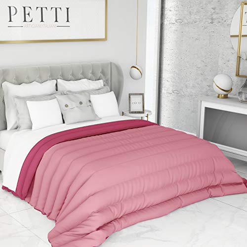 PETTI Artigiani Italiani Reversible, Nórdico de Microfibra, Antialérgico, 100% Made in Italy, Microfiber, Rosa, Cama 135 (Edredón 240 x 260)