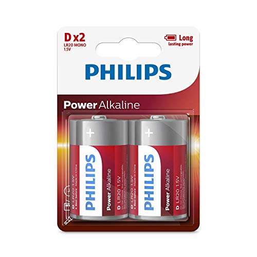 Philips LR20P2B/10 - Batería D ultra alcalina, 2-blister