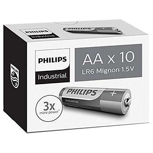 Philips MN1500 LR6 AA - Pilas industriales (10 Unidades), Color Plateado y Gris